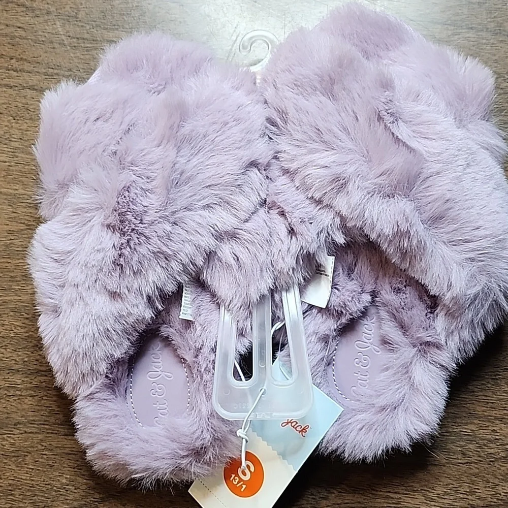 Cat & Jack Slippers, Purple, Girls Size‎ Small, 13/1, NEW